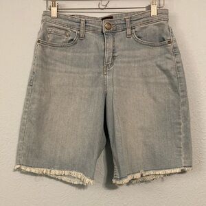 Lee Womens Waist 28 Blue Denim Cutoff Jean Shorts Frayed Raw Hem 9" Inseam